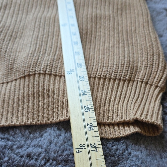 Callahan Tan Cardigan Sweater V-Neck Ribbed Button Cable Fisherman Large - Picture 7 of 10